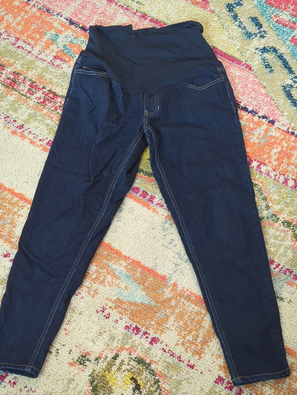 Time and Tru Dark Blue Maternity Jeggings with Black Overband